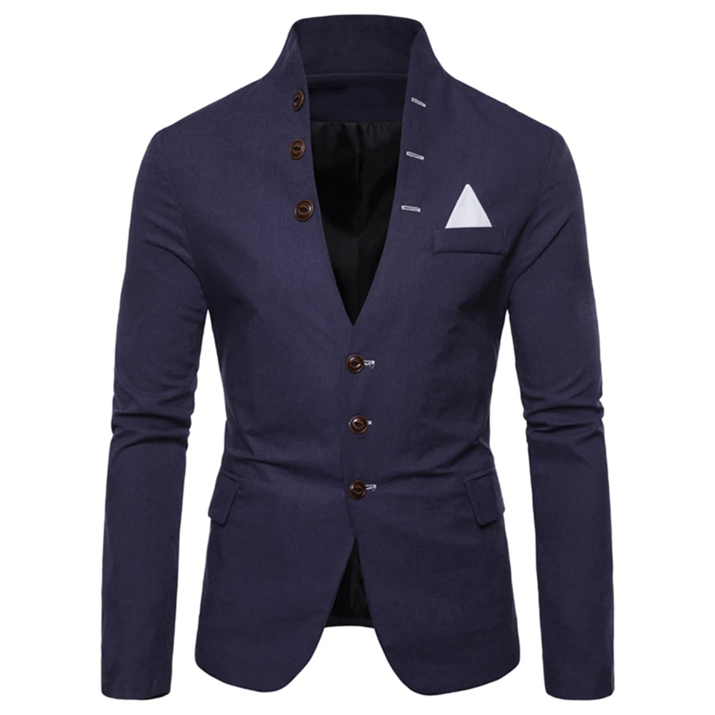 Men Sl-im Fits Social Blazer Summer Autumn Fashion Solid Wedding Dress Jacket Men Casual Business Male Suit Jacket Blazer Gentle