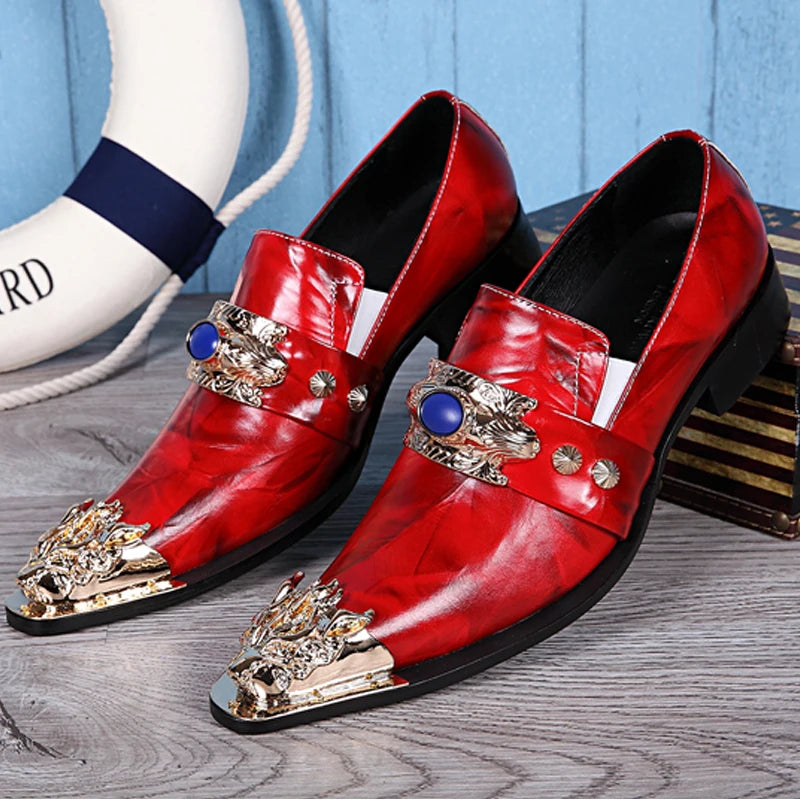 Summer New breathable business banquet men's shoes leather men's party casual shoes model personalized show wedding shoes