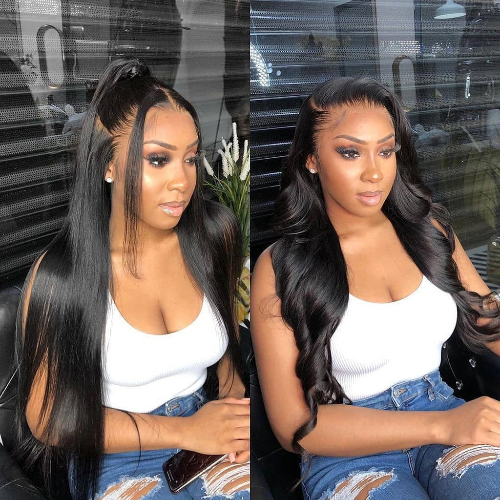 Full 360 HD Lace Frontal Human Hair Wigs PrePlucked For Women Brazilian Bone Straight 13x6 Transparent Lace Front Human Hair Wig