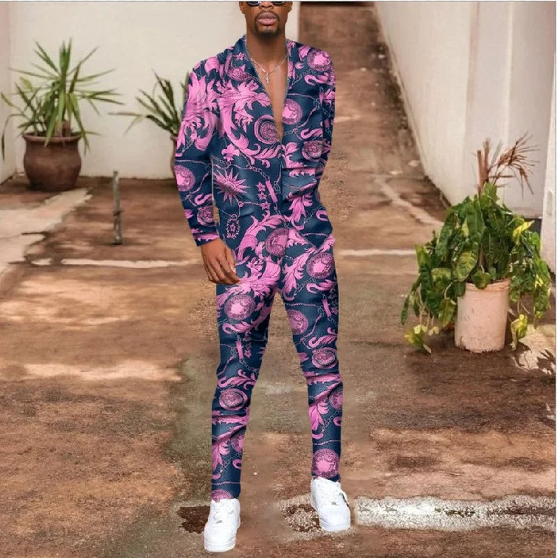 Men's Fashion Men Outfit Set Autumn Clothes Men's Graffiti Print Long Sleeve Men's Shirts  Casual Pants Two-piece Set