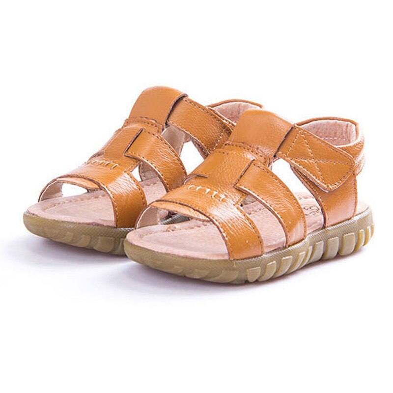 Boys Sandals 2022 Summer Children Shoes Girls Fashion Cut-outs Sandals Genuine Leather Kids Beach Sandals Breathable Flats Shoes