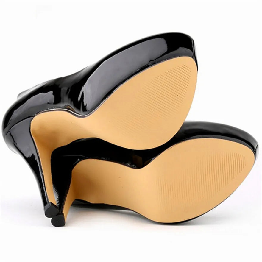Sexy High Platform Party Shoes  New Women Concise Solid Patent Leather High Heels Shoes Fashion Shallow Wedding Shoes Woman