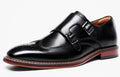 DESAI Monk Strap Slip on Genuine Leather Business Handmade Dress Brogue Shoes for Men with Buckle