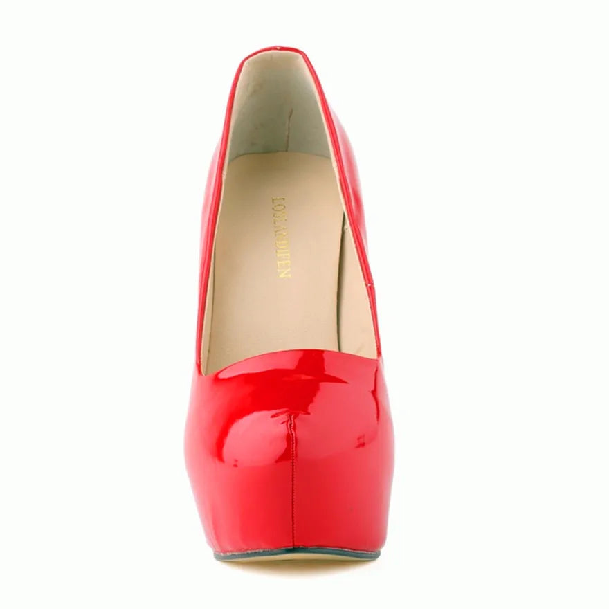 Sexy High Platform Party Shoes  New Women Concise Solid Patent Leather High Heels Shoes Fashion Shallow Wedding Shoes Woman
