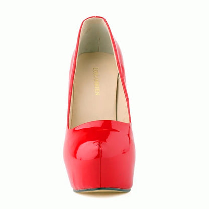 Sexy High Platform Party Shoes  New Women Concise Solid Patent Leather High Heels Shoes Fashion Shallow Wedding Shoes Woman