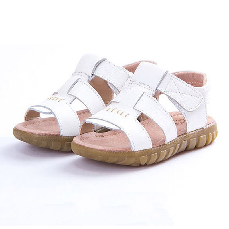 Boys Sandals 2022 Summer Children Shoes Girls Fashion Cut-outs Sandals Genuine Leather Kids Beach Sandals Breathable Flats Shoes