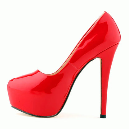 Sexy High Platform Party Shoes  New Women Concise Solid Patent Leather High Heels Shoes Fashion Shallow Wedding Shoes Woman