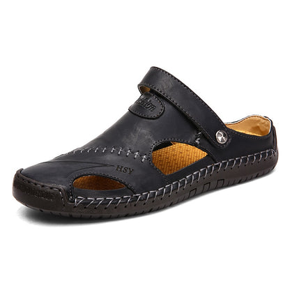 Summer Sandals Men Leather Classic Roman Sandals  Slipper Outdoor Sneaker Beach Rubber Flip Flops Men Water Trekking Sandals