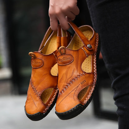 Summer Sandals Men Leather Classic Roman Sandals  Slipper Outdoor Sneaker Beach Rubber Flip Flops Men Water Trekking Sandals