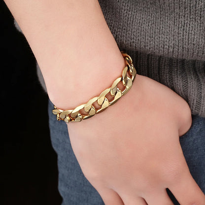 Men Women's Dubai Jewelry Sets Gold Color Stainless Steel Necklace Bracelet Set Hiphop Curb Cuban Thick Chain Wholesale Jewelry