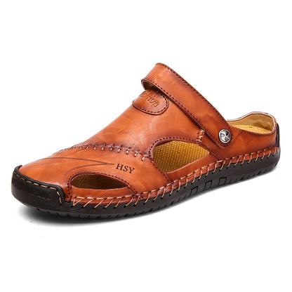 Summer Sandals Men Leather Classic Roman Sandals  Slipper Outdoor Sneaker Beach Rubber Flip Flops Men Water Trekking Sandals