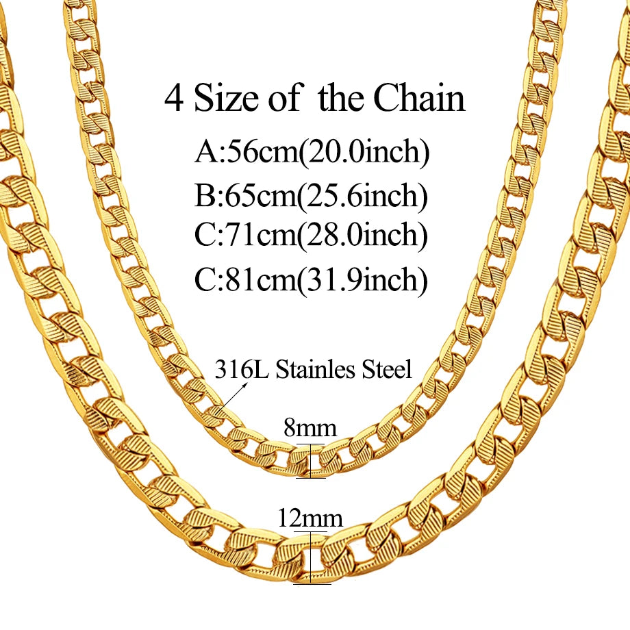 Men Women's Dubai Jewelry Sets Gold Color Stainless Steel Necklace Bracelet Set Hiphop Curb Cuban Thick Chain Wholesale Jewelry
