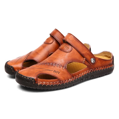 Summer Sandals Men Leather Classic Roman Sandals  Slipper Outdoor Sneaker Beach Rubber Flip Flops Men Water Trekking Sandals