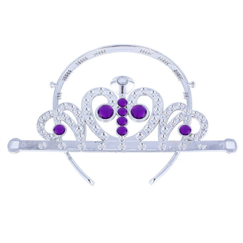 Kids Girls Princess Sofi The First Purple Teardrop Amulet Chain Necklaces Tiara Crown Hair Clip Jewelry Set Gift For Child 1Set