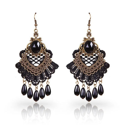 YiYaoFa Handmade Exaggerated Jewelry Set Gothic Jewelry Black Lace Necklace & Earring Women Accessories Party Jewelry FYS-01