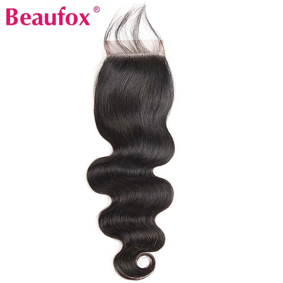 Beaufox Body Wave Bundles With Closure Brazilian Hair Weave 3/4 Bundles With Closure Natural Human Hair Bundles With Closure