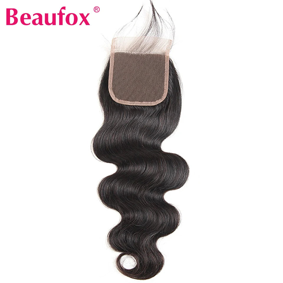 Beaufox Body Wave Bundles With Closure Brazilian Hair Weave 3/4 Bundles With Closure Natural Human Hair Bundles With Closure