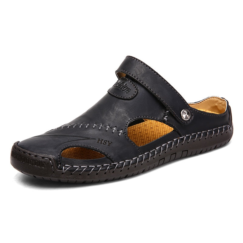 Summer Sandals Men Leather Classic Roman Sandals  Slipper Outdoor Sneaker Beach Rubber Flip Flops Men Water Trekking Sandals
