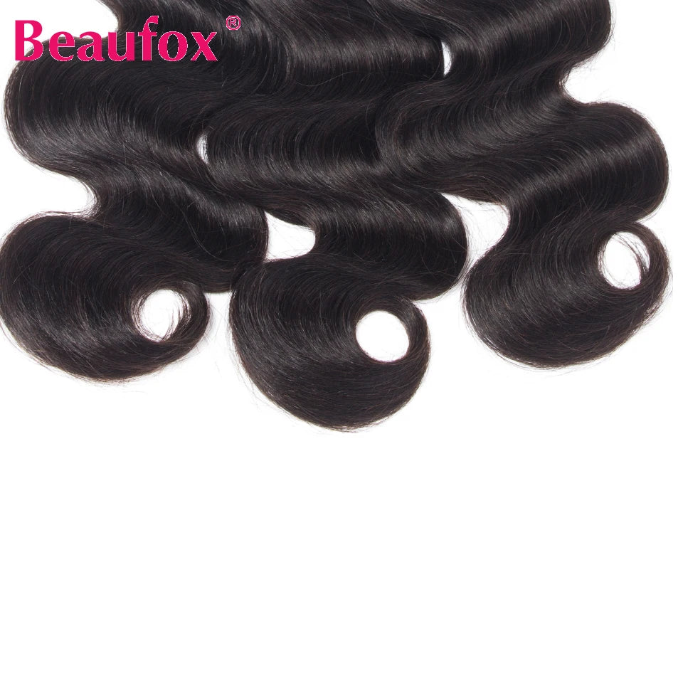 Beaufox Body Wave Bundles Brazilian Hair Weave Bundles 1/3/4 PCS Human Hair Bundles Natural /Jet Black 8-30"Remy Hair Extensions