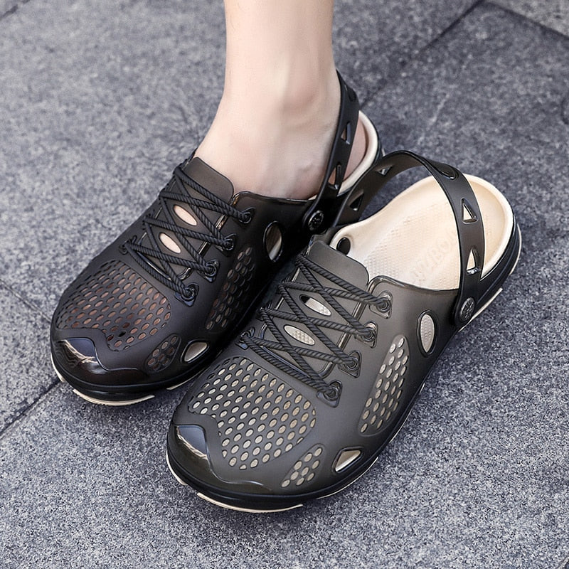 Summer Men Beach Sandals Shoes Man Hollow Slippers Shoes Fashion Jelly Shoes Outdoor Summer Water Shoes Comfortable Flip Flops