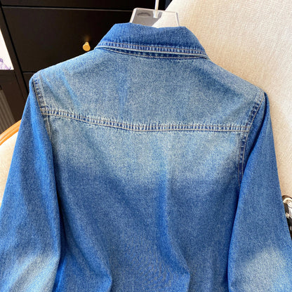 Boutique Wholesale  Summer New Fashionable Retro Versatile Casual Loose Denim Women's Shirt