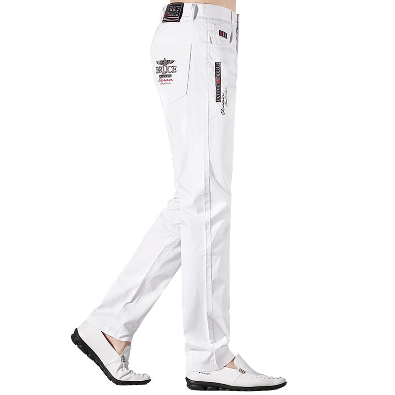 Bruce&amp;Shark Summer Men's Pants Fashions Casual Men Trousers Full Straight 97%Cotton 3%Spandex Loose Stretch Comfortable Big size