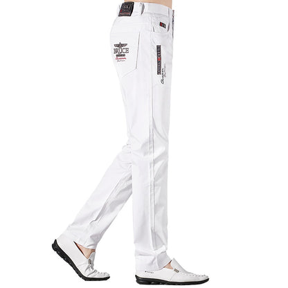 Bruce&amp;Shark Summer Men's Pants Fashions Casual Men Trousers Full Straight 97%Cotton 3%Spandex Loose Stretch Comfortable Big size