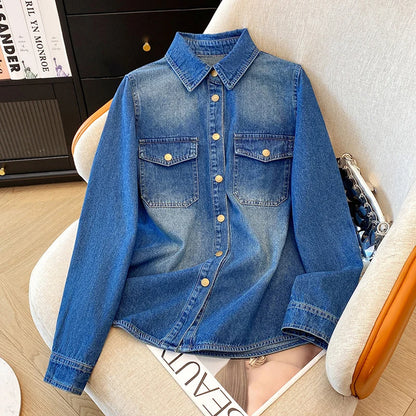 Boutique Wholesale  Summer New Fashionable Retro Versatile Casual Loose Denim Women's Shirt