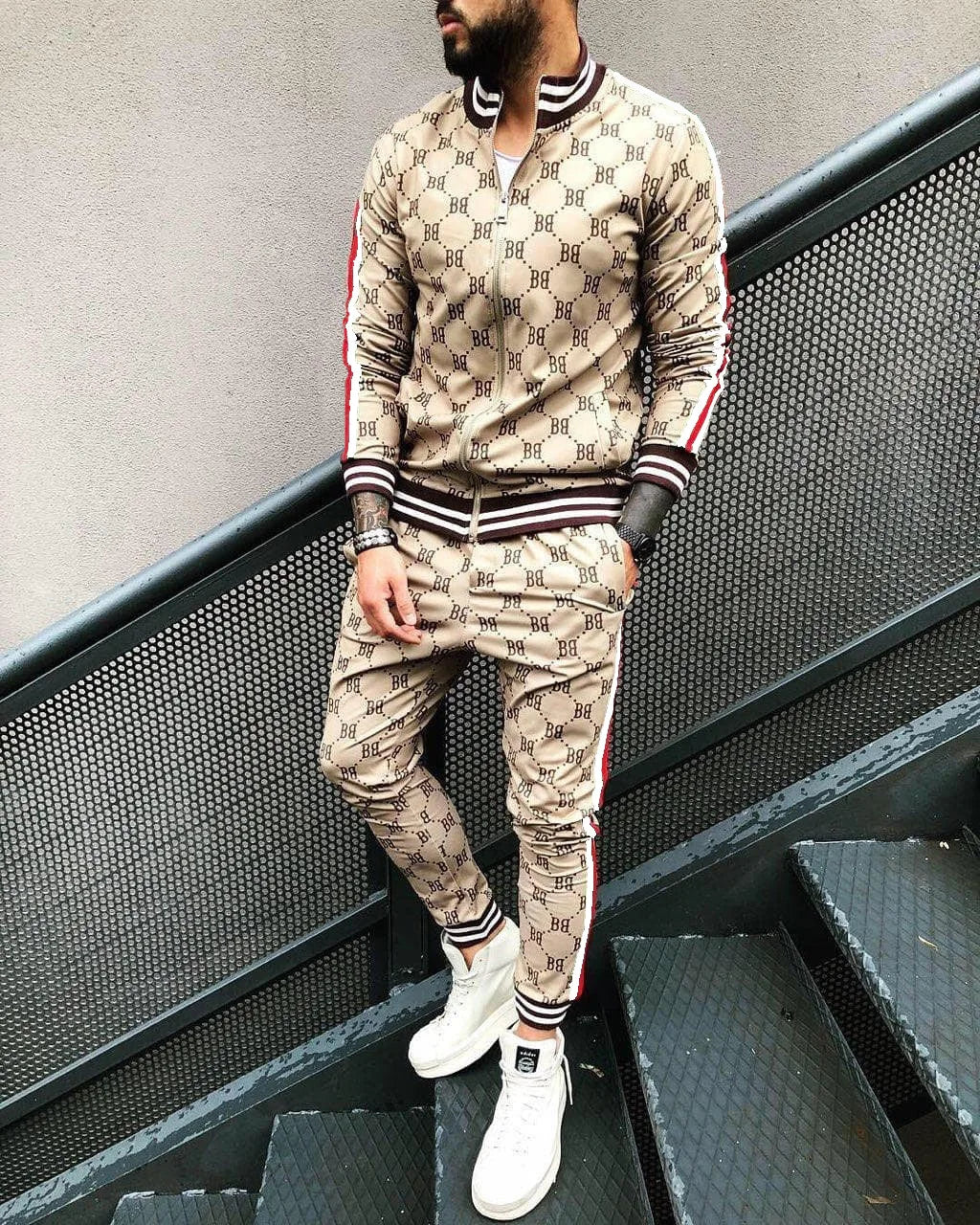 Mens Tracksuits Colorful Plaid Casual Zipper Hoodie Set 3D Print Set New Autumn Male Sweatshirt Clothes For Men