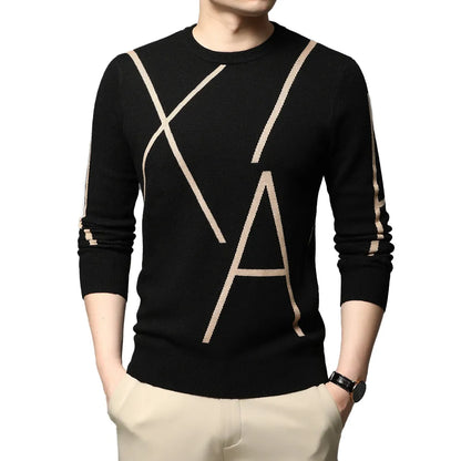 New Fashion Brand Knit High End Designer Winter Wool Pullover Black Sweater For Man Cool Autum Casual Jumper Mens Clothing