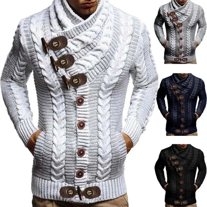 Autumn Winter Turtleneck Sweater Men  New Casual Solid Knitted Cardigan Men FullSleeve Slim Mens Oversized Sweaters Coat men
