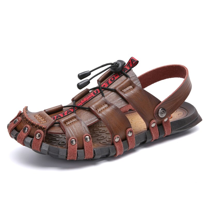 Men Sandals Summer Beach Shoes Fashion Genuine Leather Sandals Casual Men Shoes Outdoor Sandalias Mens Flip Flops Big Size 47