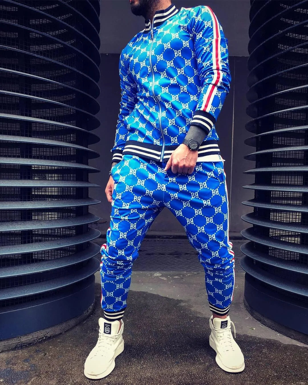 Mens Tracksuits Colorful Plaid Casual Zipper Hoodie Set 3D Print Set New Autumn Male Sweatshirt Clothes For Men