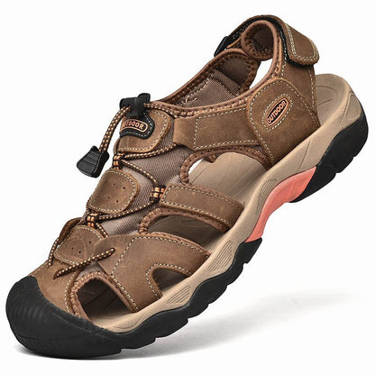 Summer Men's Sandals Leather Sandals Men Beach Shoes Rome Designer Men's Sandals Outdoor Men's Wading Shoes Soft Bottom Sandalia