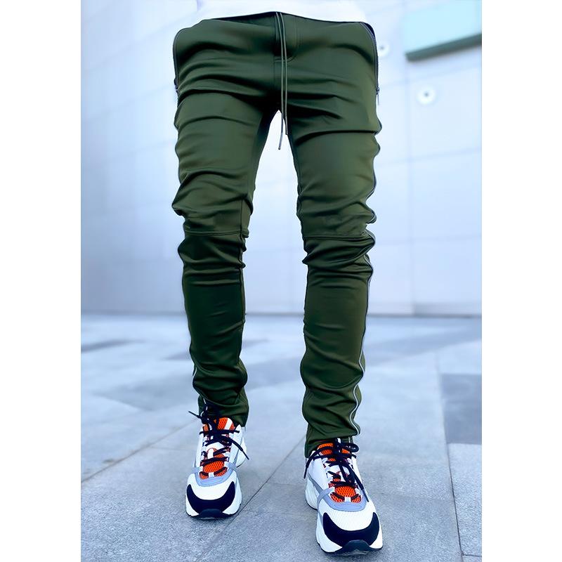 GODLIKEU Pantaloni cargo primăvară toamnă bărbați elastici cu mai multe buzunare reflectorizante drepte sport fitness pantaloni casual pantaloni de jogging