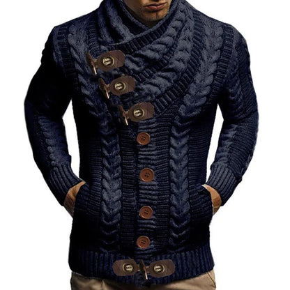 Autumn Winter Turtleneck Sweater Men  New Casual Solid Knitted Cardigan Men FullSleeve Slim Mens Oversized Sweaters Coat men