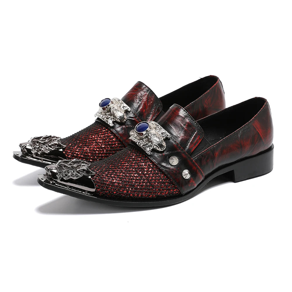 Summer New breathable business banquet men's shoes leather men's party casual shoes model personalized show wedding shoes