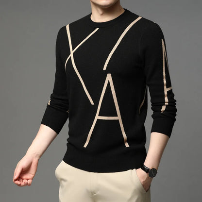 New Fashion Brand Knit High End Designer Winter Wool Pullover Black Sweater For Man Cool Autum Casual Jumper Mens Clothing
