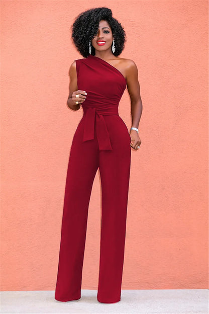 New  Women Off Shoulder Casual Jumpsuits Wide Leg Pants Summer Elegant Rompers Womens Jumpsuit Party Overalls Female