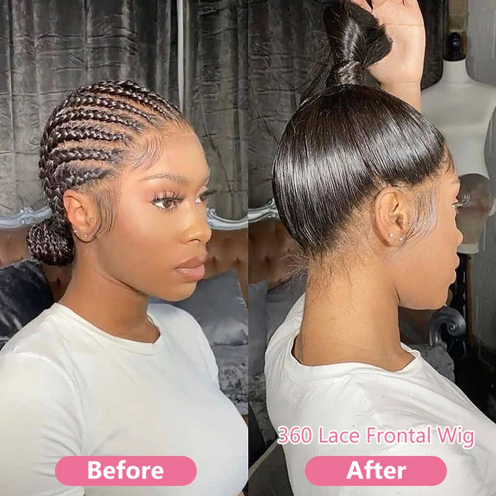 Full 360 HD Lace Frontal Human Hair Wigs PrePlucked For Women Brazilian Bone Straight 13x6 Transparent Lace Front Human Hair Wig