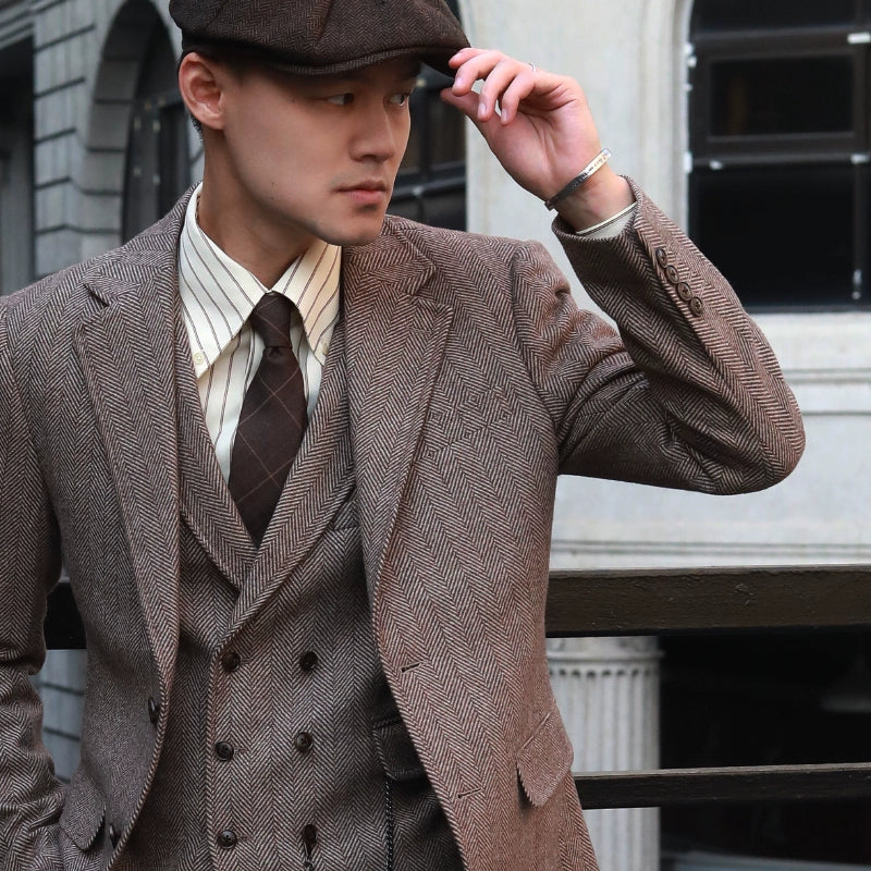 Retro Yuppie Shelby Peaky Blinder Slim-Fit Cashmere