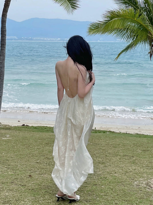 Sanya Travel Open Back Summer Fairy Dress Photography Halterneck