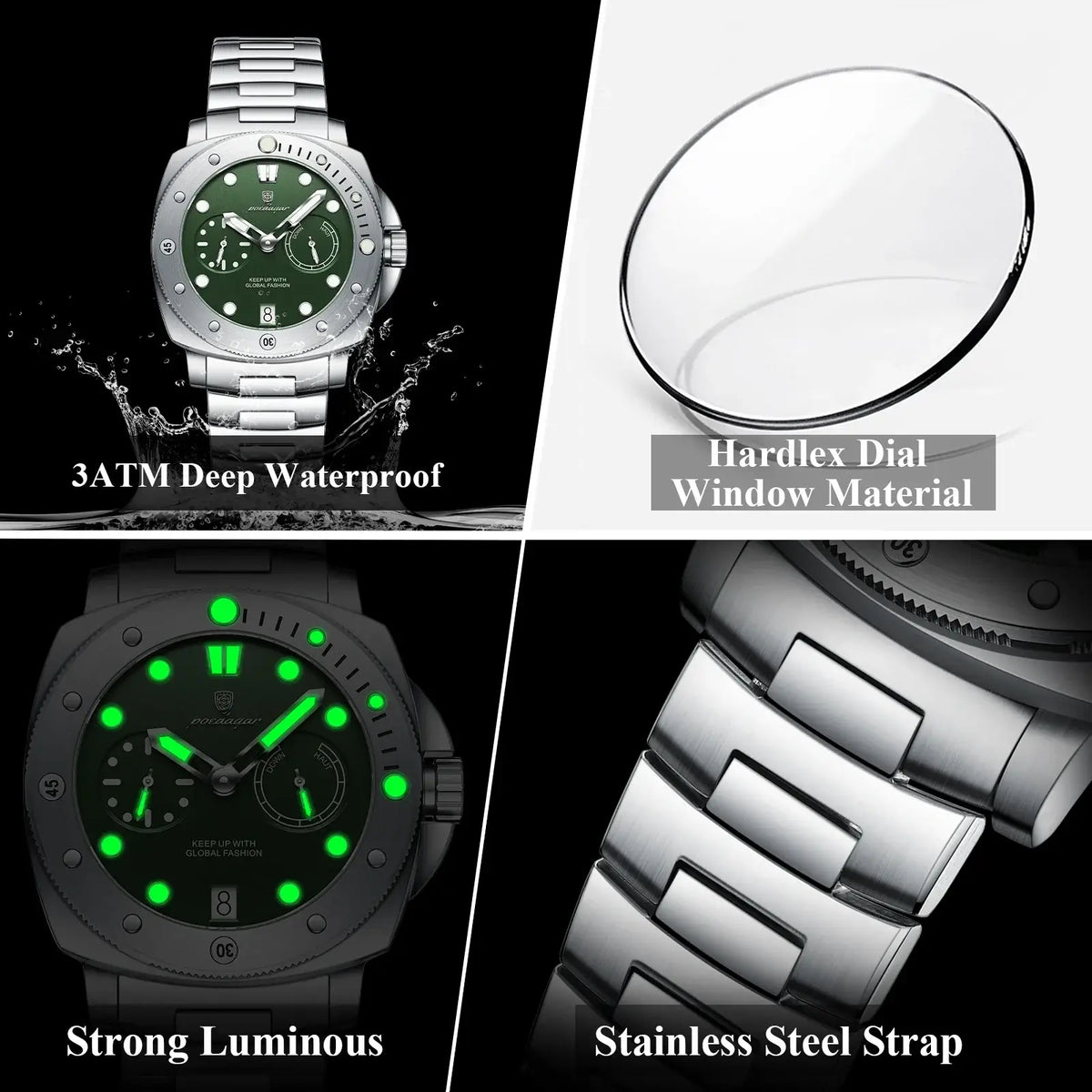 POEDAGAR Luxus Herren Armbanduhr Top Leuchtend Wasserdicht Datum Herrenuhr Hochwertige Edelstahl Herren Quarzuhren Männlich+Box