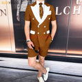 Summer New Design Men Suit Sets 2 Piecs Blazer And Shorts Double Breasted Peak Lapel Daily Beach Wedding Party Prom Suit Attire