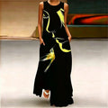2026 Abstract Mask Printing Long Dress For Womens Sexy Sleeveless Tank Long Dress V-Neck Casual Clothing Women Robe Maxi Dress