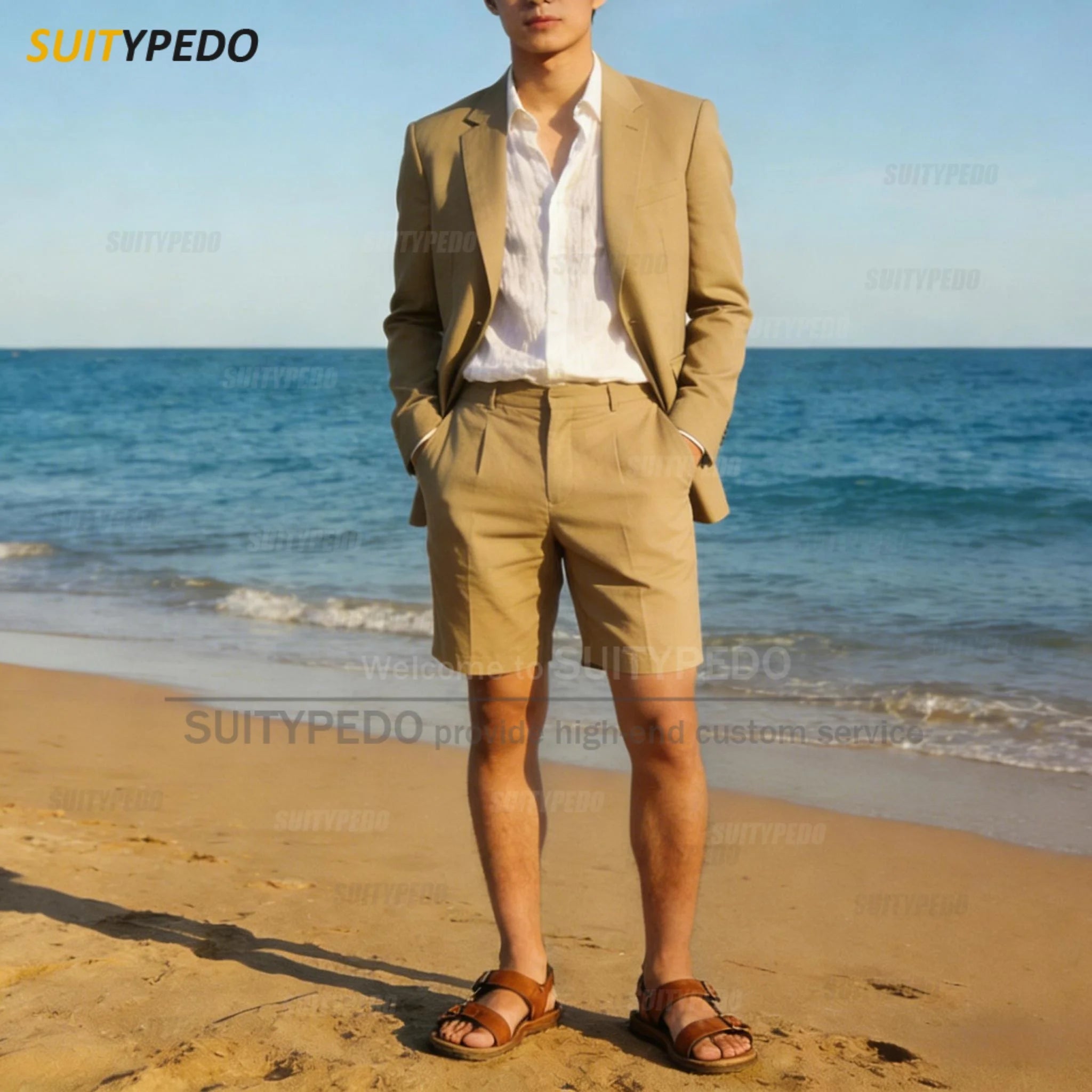 Summer New Design Suit Sets For Men 2 Piecs Blazer And Shorts Fashion Single Breasted Daily Beach Wedding Party Prom Suit Attire