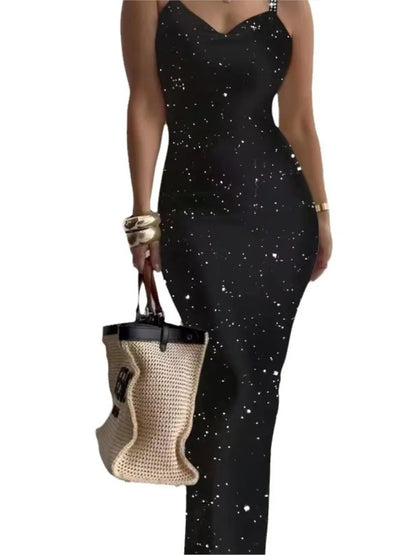 Dresses For Women  Sexy Spaghetti Strap Color Printed Long Dress Evening Y2k Sleeveless Solid Skinny Bodycon Maxi Vestidos