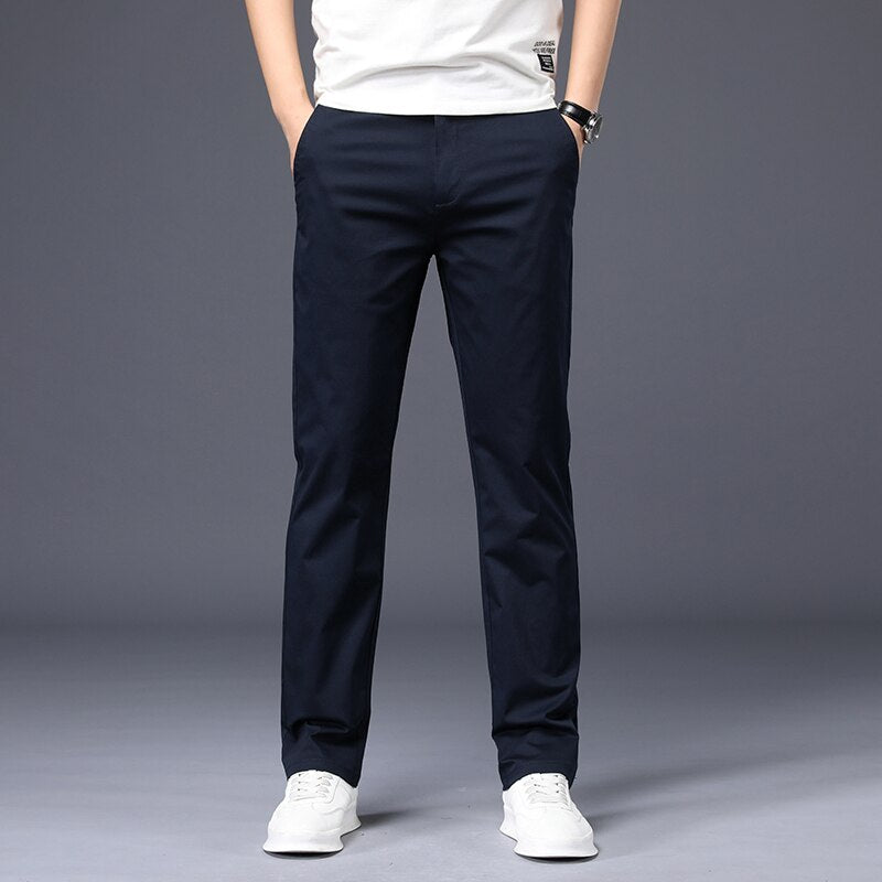 Plus Size 42 44 46 Classic Men&#39;s Straight Casual Pants 2022 Summer Thin Fashion Loose Business Cotton Trousers Brand Clothing