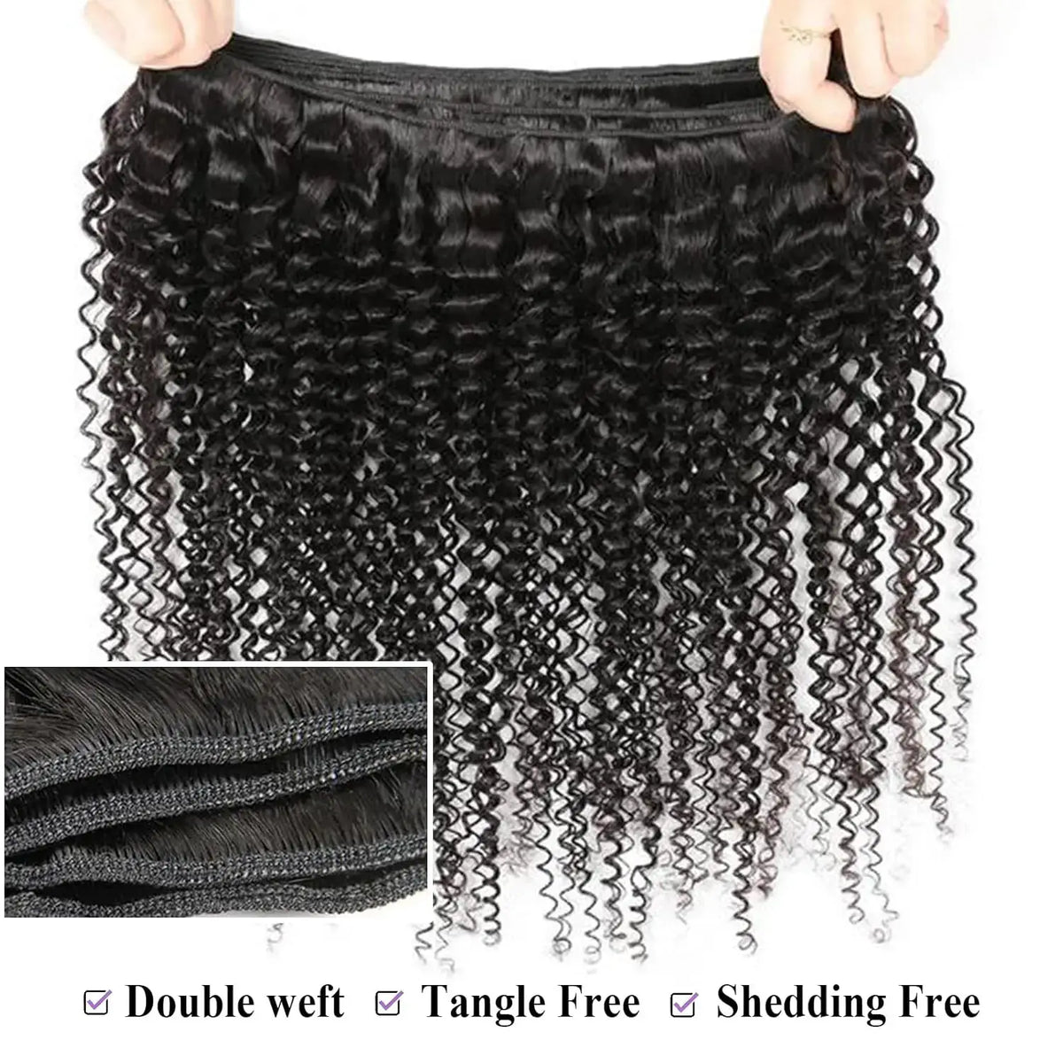 Jerry Curly Bundles Naturschwarz Kinky Curly Echthaar-Bundles Bouncy 12 bis 42 Zoll 2 3 4 Stück Raw Remy Haarverlängerungen