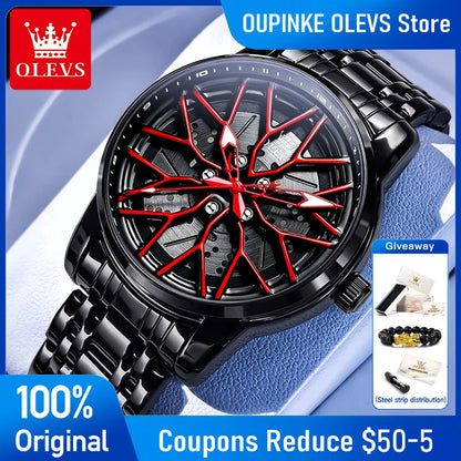 OLEVS Watches Man 3701 New High Quality Original Mens Luck Flywheel Quartz Watch 30M Waterproof Sports Watches For Men Reloj